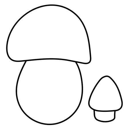 Mushroom line. Beautiful autumn forest big cartoon mushroom.のイラスト素材