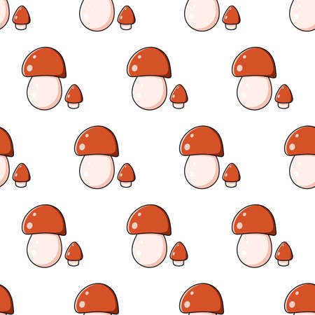 Beautiful autumn forest large cartoon mushroom brown.のイラスト素材