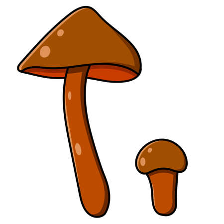 Beautiful autumn forest large cartoon mushroom brown.のイラスト素材