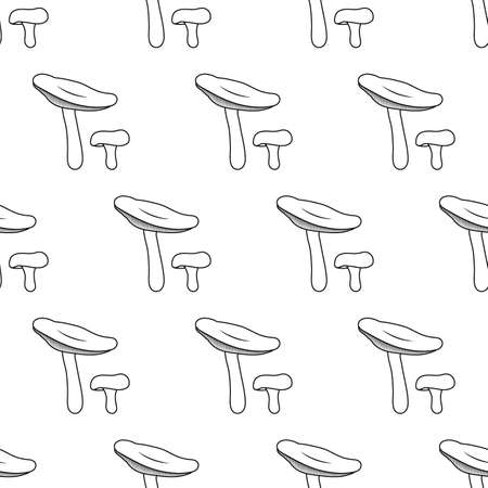 Mushroom line pattern. Beautiful autumn forest big cartoon mushroom.のイラスト素材