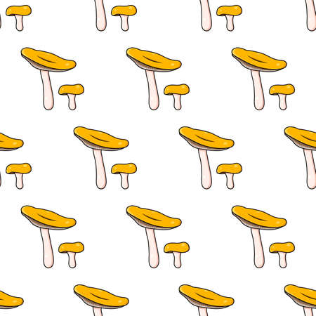 Mushroom. Beautiful autumn forest big cartoon mushroom of orange color.のイラスト素材