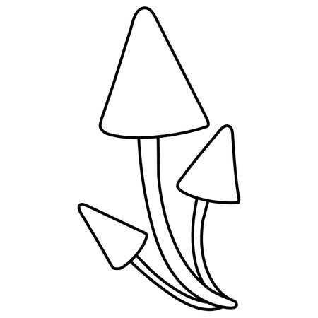 Mushroom line. Beautiful autumn forest big cartoon mushroom.のイラスト素材
