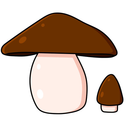 Beautiful autumn forest large cartoon mushroom brown.のイラスト素材