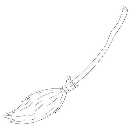 Witch broom line. Wooden broomstick isolated icon. Devices for cleaning the territory from dust, leaves and debris.のイラスト素材