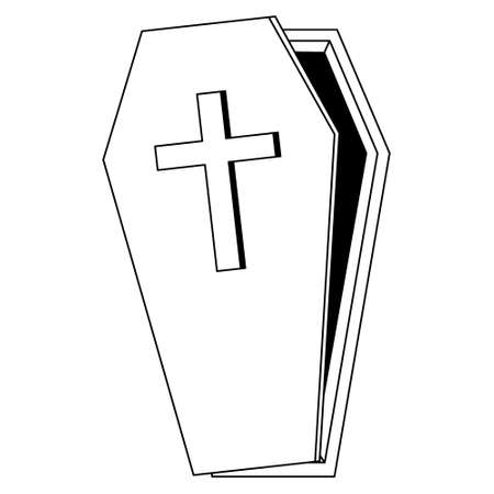 Wooden classic line expensive coffin with a cross made of gold, wooden box.のイラスト素材