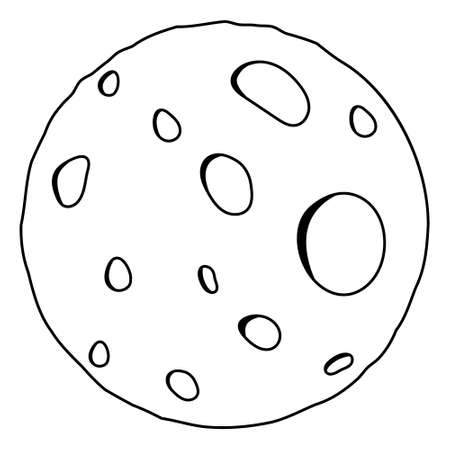 Moon in flat dasign style. Night space astronomy and nature moon icon.のイラスト素材