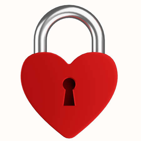 Heart shaped lock. 3d render. A sign of strong unbreakable love.の写真素材