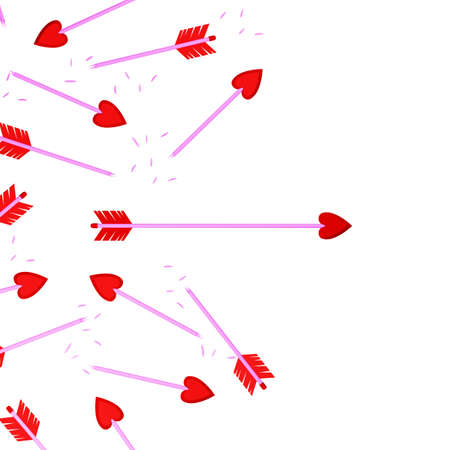 Cupids Arrow. Damaged arrow with a heart-shaped tip, broken in half.の写真素材