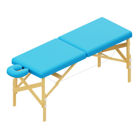 Massage table. 3D rendering, cartoon style. Couch for massage and spa treatments.の写真素材