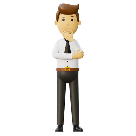 3d man. Businesswoman in suit. Office worker thinking about a new idea.の写真素材
