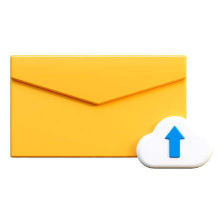 Envelope. 3D envelope with the icon of uploading messages to cloud storage.の写真素材