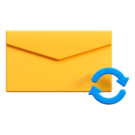 Envelope. 3D envelope with message sync icon. Downloading and updating the chat.の写真素材