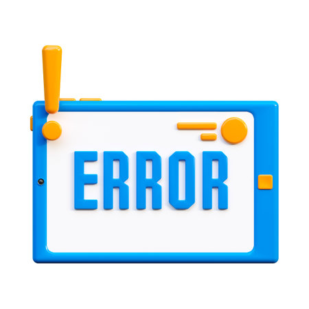 3D tablet icon with an image of an error on the main screen.の写真素材