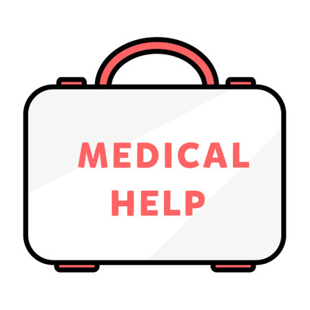 First aid kit. Vector flat illustration of a small medical first aid kit.のイラスト素材