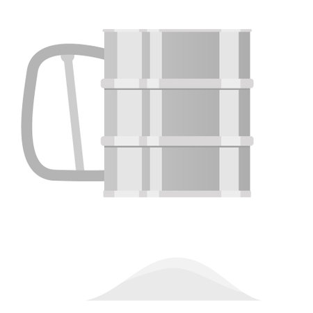 Mug for flour from stainless steel. Vector flat illustration of a sieve for sifting flour.のイラスト素材