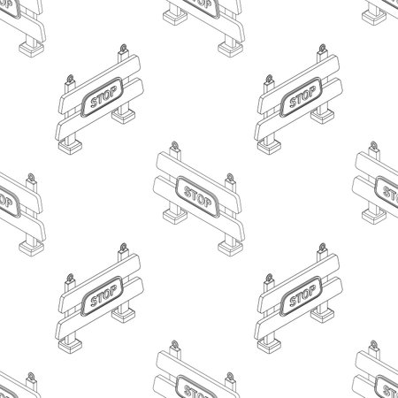 Stop sign isometry line seamless pattern. Illustration of the appearance of a barrier with a stop sign.のイラスト素材