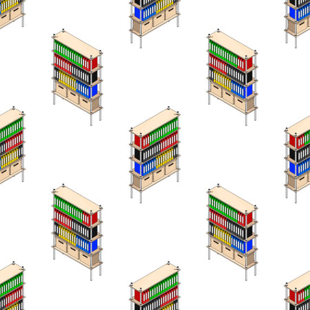 Shelf with drawers. Office furniture for storing and sorting documents in folders and boxes. Vector illustration in cartoon style, isolate.のイラスト素材