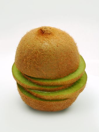 Isolated image of fresh sliced kiwiの写真素材