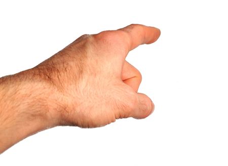Index finger pointing into the distance on the white background                          の写真素材