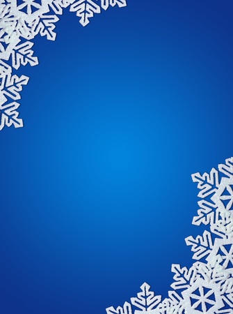 Blue Background with Snowflakes in Border. Space for Textの写真素材