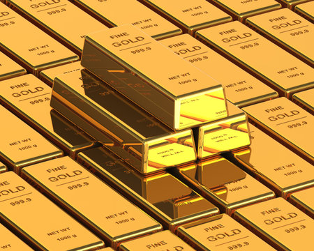 Big Set of Gold bars  Close up Image