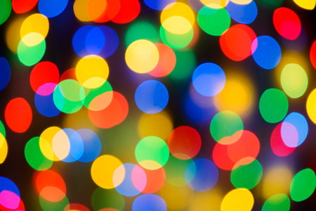 Abstract Christmas Background with Blurred Lights. Beautiful Holiday Bokehの写真素材