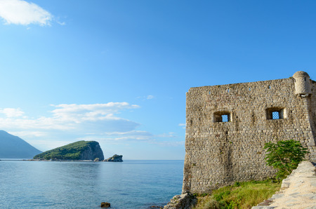 Citadel in Old Town of Budva. Montenegro, Balkans, Europe. Budva - One of the Most Popular Resorts of Adriatic Riviera of the Mediterraneanの写真素材