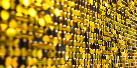 Abstract Background of Glitter Golden Lights. Wide Grunge Background for Christmas Cards.の写真素材