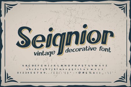 Vintage decorative font. Good vintage font for any alcohol label designのイラスト素材