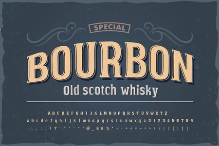 Vintage decorative font. Good vintage font for any alcohol label design.のイラスト素材