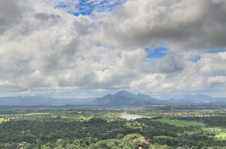 panoramic view of the forest from the top of Sigiriya Lion Rock Fortress in Sri Lankaの写真素材