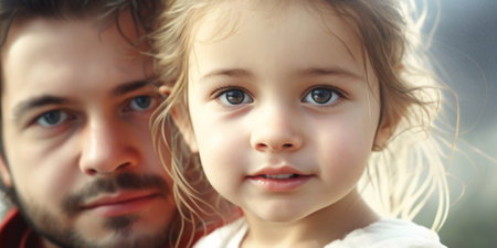 Close up portrait of father and daughter, Image generated by AIの素材