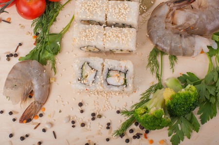 Roll sushi. Sushi menu. Japanese food.の写真素材