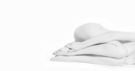 nude girl on white backgroundの写真素材