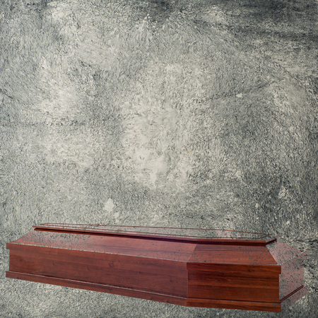 Coffin on the grange backgroundの写真素材