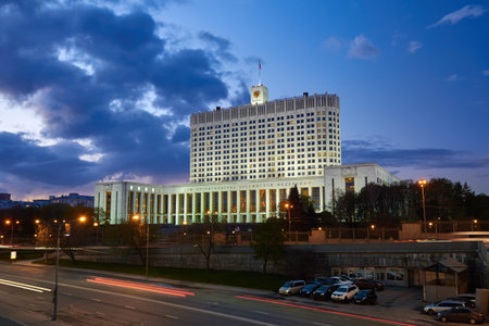 The House of the Government of the Russian Federation (Russian White House) is a government building and is the official workplace of the Russian Prime Minister. Moscow, Russia.のeditorial素材