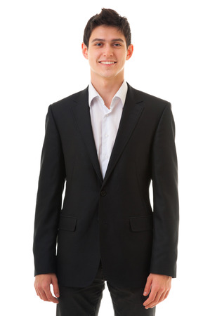 Young handsome business man in suit isolated on white backgroundの写真素材