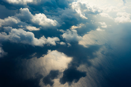 Beautiful cloudscape with blue ocean water as background wallpaper pattern