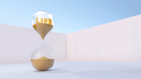 hourglass with  life concept. 3d rendering