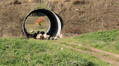 An underpass for the sheep in Blufi (PA)の写真素材