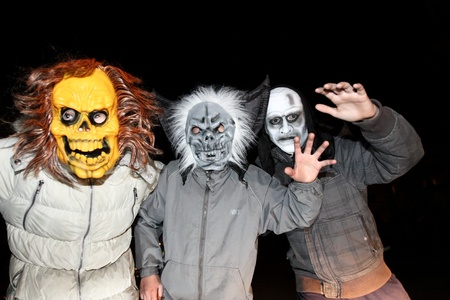 Children in halloween masks celebrates Halloween.のeditorial素材