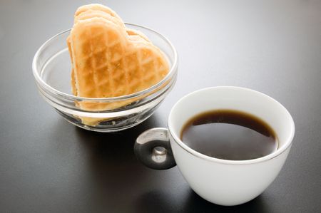 coffee with wafflesの写真素材