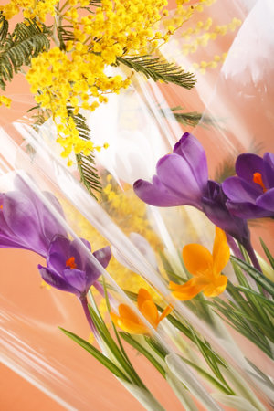 Rich spring flowers backgroundの写真素材