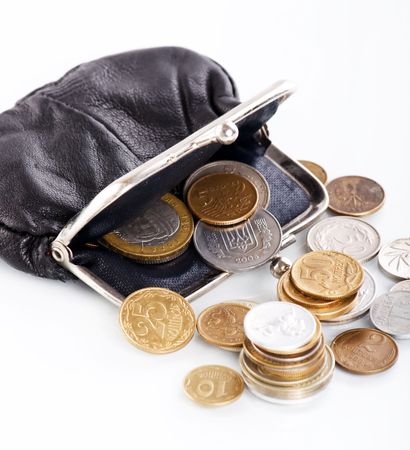 old leather purseの写真素材