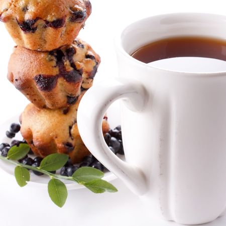 tea cup with cakesの写真素材