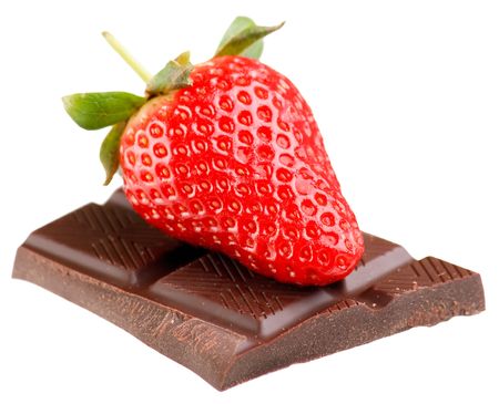  Fresh and tasty strawberry on a dark chocolateの写真素材