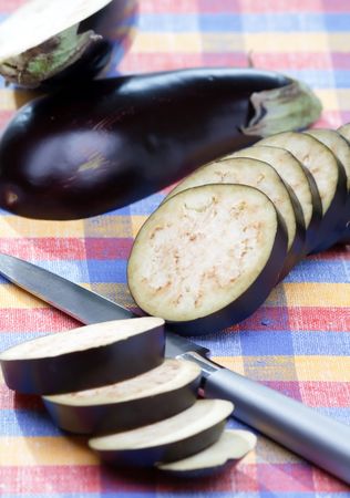  fresh eggplantsの写真素材