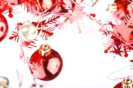 Christmas red ballsの写真素材