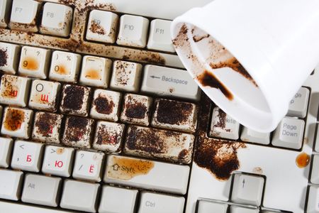   coffee spilling on keyboard
の写真素材