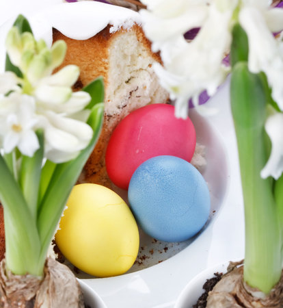 Colorful Easter Eggs with flowers